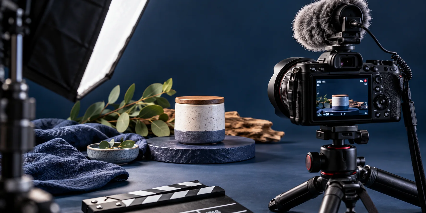 Illustrative camera setup producing branded social content